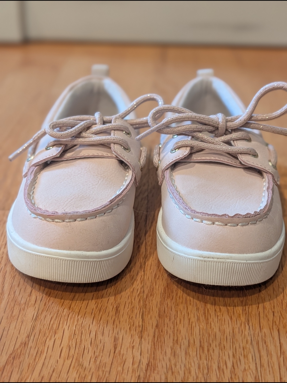 Sperry Kids Moccasin Boat Shoes in Blush Pink with Metallic Trim